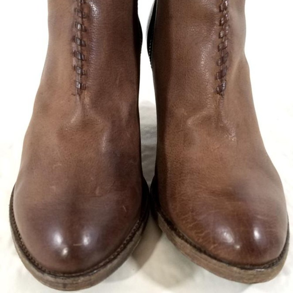FRYE ILANA WHIPSTITCH DISTRESSED WESTERN COWBOY COGNAC ANKLE BOOTS BOOT 6.5 BOX - Picture 6 of 16